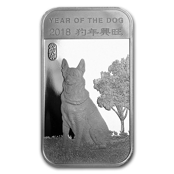 1 oz Silver Bar - APMEX (2018 Year of the Dog) 1 oz Silver Bar - APMEX (2018 Year of the Dog)
